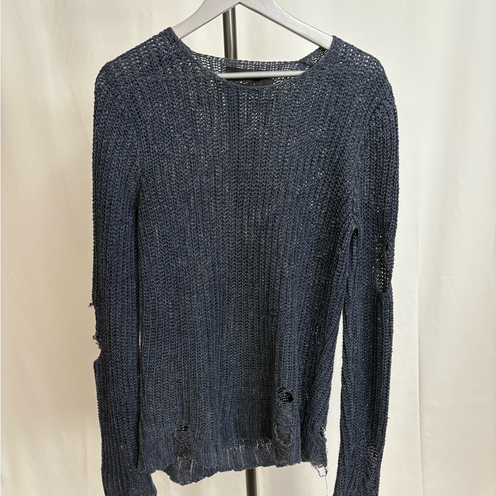 Diesel Black Gold Blue Crew Neck Sweater with Ribbed Texture